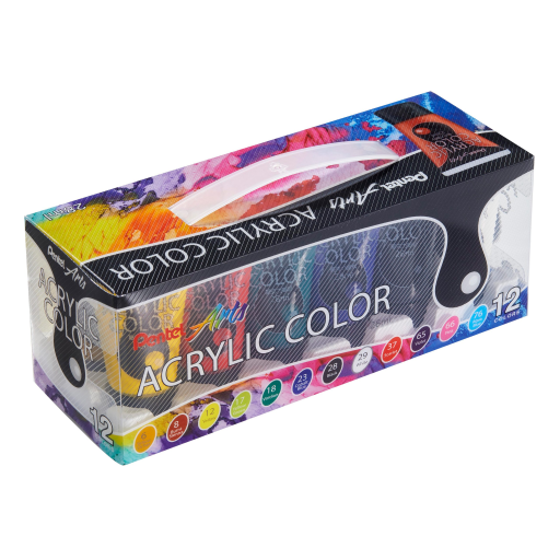 WA2-12 Pentel Arts Acrylic Colour Paint Set 12 Colours