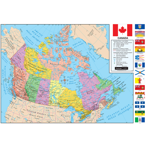 72117 Canada 49"/124.5Cm X 33"/84Cm Wall Map (English/French)