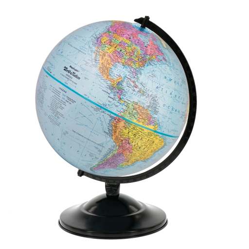 Globe terrestre bleu océan Replogle 30629, diamètre 30 cm, métal noir et demi-méridien (anglais)