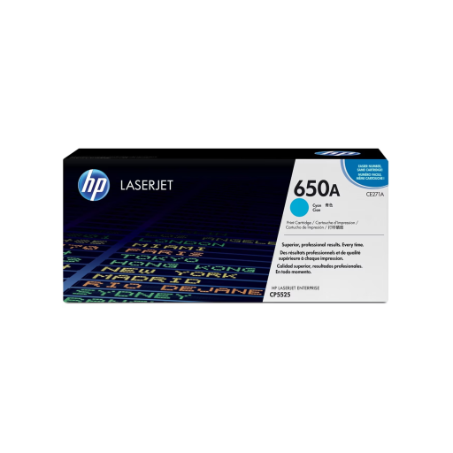 Cartouche de toner LaserJet cyan d'origine HP 650A (CE271A)