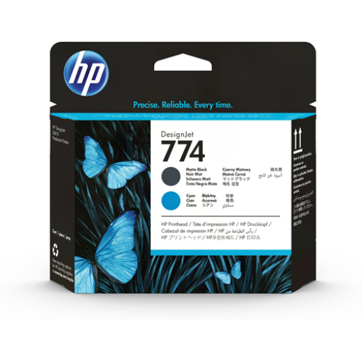 HP P2W01A 774 Matte Black/Cyan Printhead