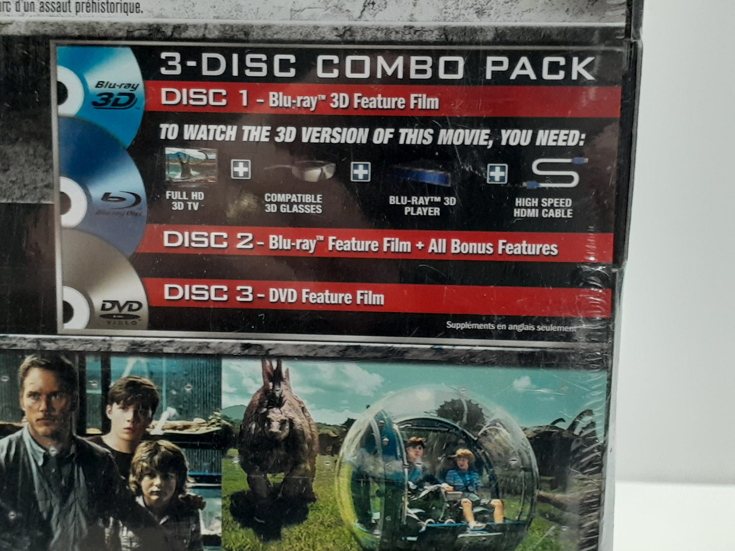 Jurassic World Canadian Limited Edition Blu-Ray 3D Gift Set Bilingual - Rare
