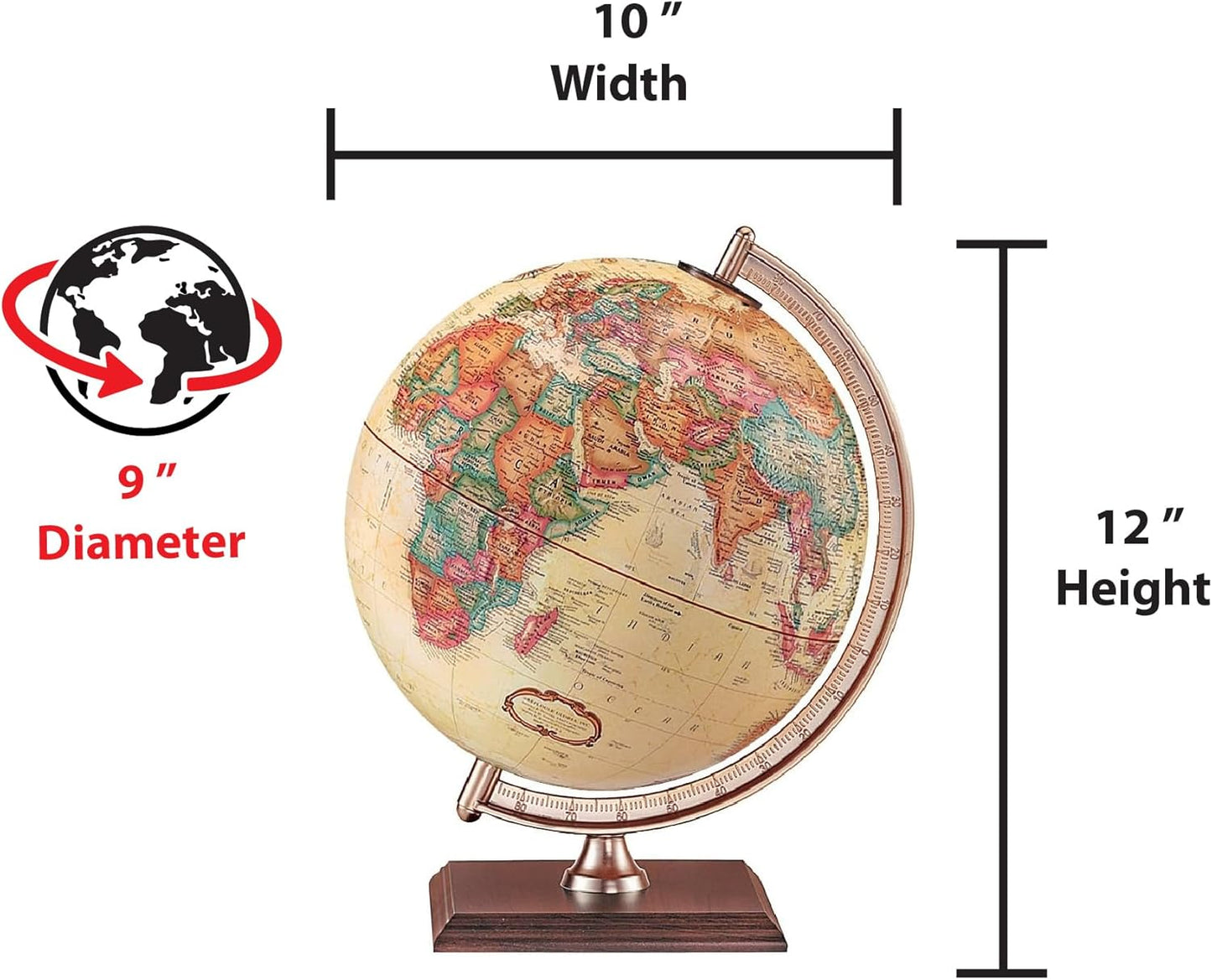 51553 Forester 9"/22.9Cm Diameter Antique Ocean Desk Globe (French)