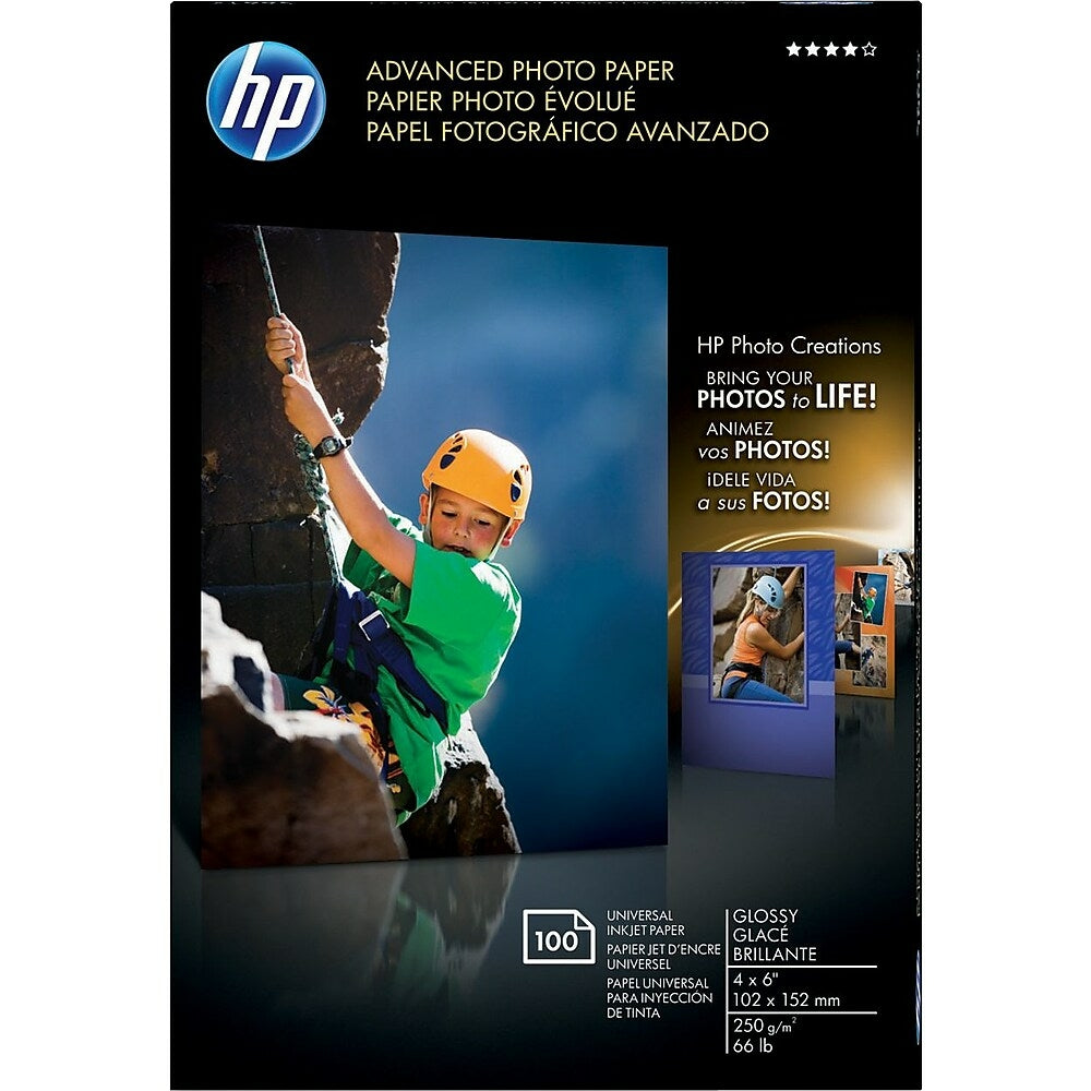 Q6638A Papier photo brillant sans bordure HP Advance 4X 6 100 feuilles