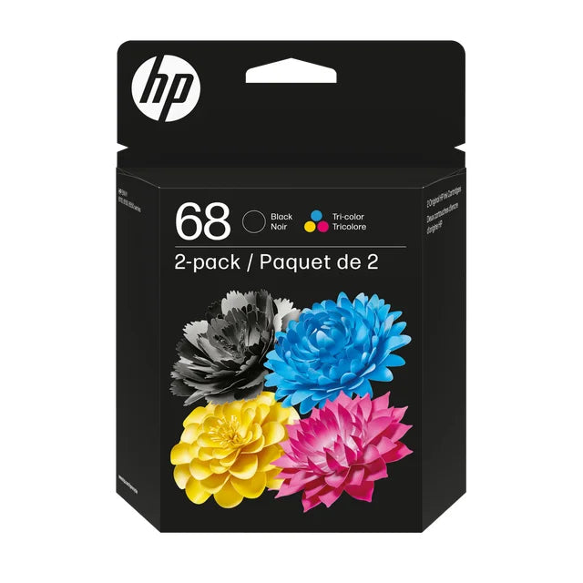 Lot de 2 cartouches d'encre d'origine HP 68 noir/tricolore