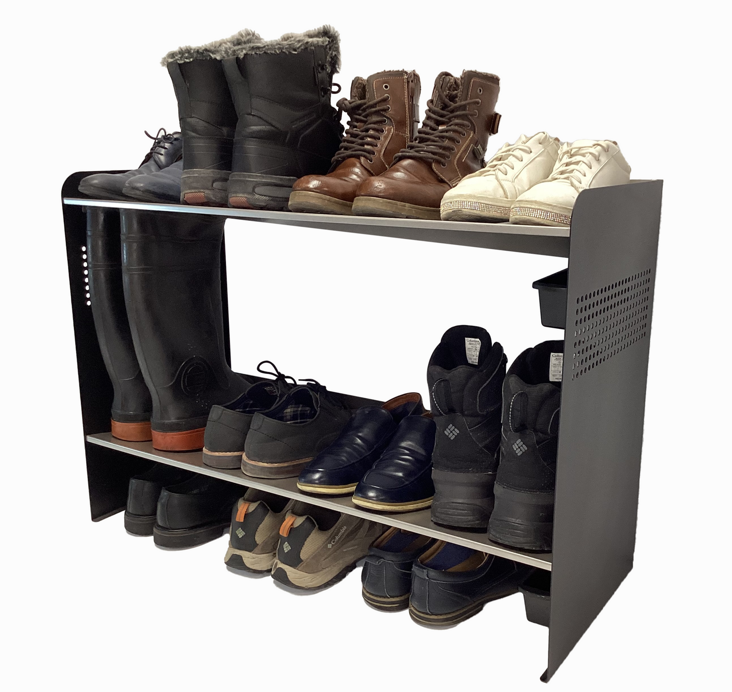 RAKABOT SIG233-SS-BLACK Signature 2 tier chic and classy water and mud collecting shoe and boot rack