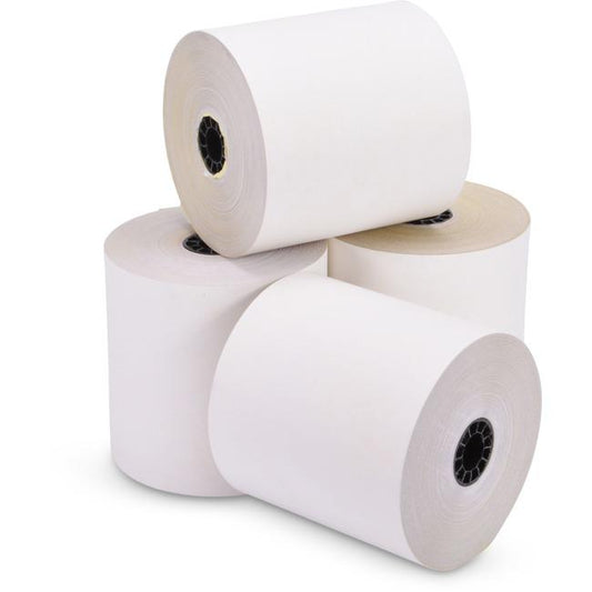9077-0012 Rouleau de papier deux épaisseurs Iconex 3" X 100' Blanc/Canari 50/CTN
