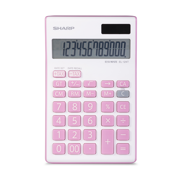SHARP kEL124TBGY Twin Power 12-digit Display Desktop Calculator-Pink