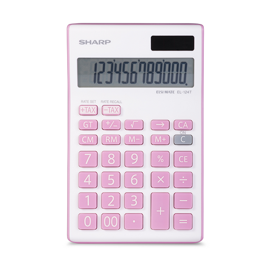 SHARP  kEL124TBGY Twin Power 12-digit Display Desktop Calculator-Pink