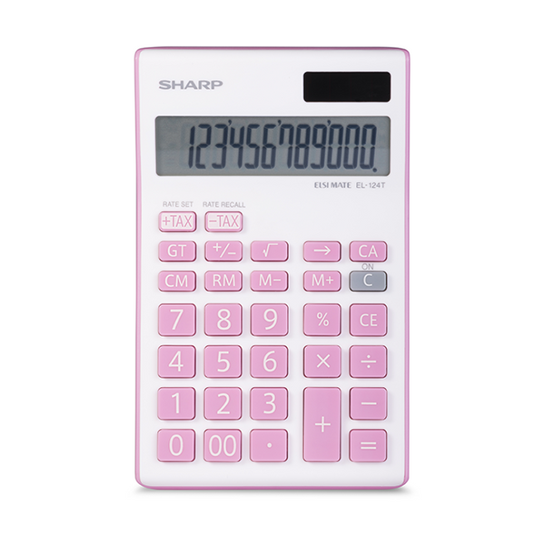 SHARP EL124TBGY Twin Power 12-digit Display Desktop Calculator-Pink
