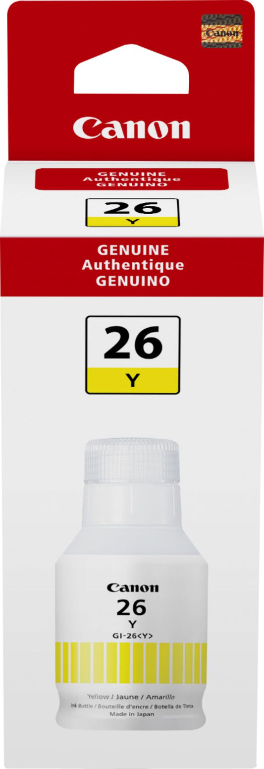 Bouteille d'encre jaune d'origine Canon GI-26 (4423C001) - Compatible uniquement avec les imprimantes GX6020/GX7020