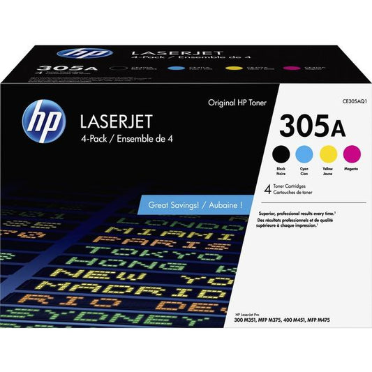 CE305AQ1 HP 305A Cartouche de toner HP LaserJet noir cyan magenta jaune d’origine