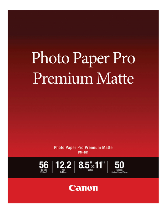 8657B004 Canon PM-101 8.5x11 Photo Paper Pro Premium Matte - Letter Size Professional