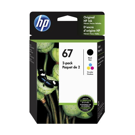 HP 67 Black and Tri-Color Original Ink Cartridge Combo 2-Pack (3YP29AN)