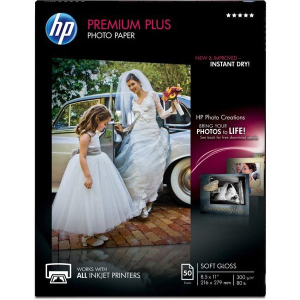 CR667A Papier photo HP Premium Plus brillant doux 8,5 x 11 50 feuilles