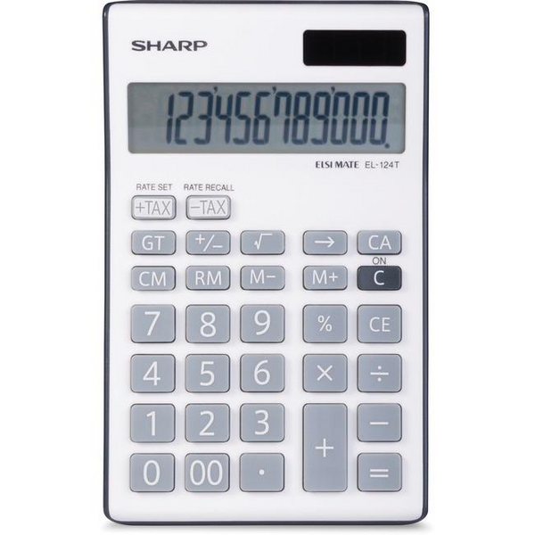 SHARP EL124TBGY Calculatrice de bureau à affichage double puissance à 12 chiffres - Grise