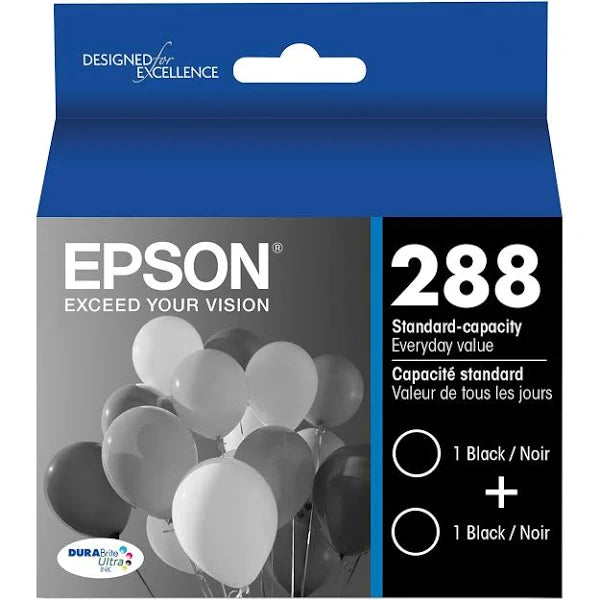 t288120-d2 Epson T288 Durabrite Ultra Black Dual Pack Ink Cartridges Standard Capacity / XP-330 340 430 440 434 446