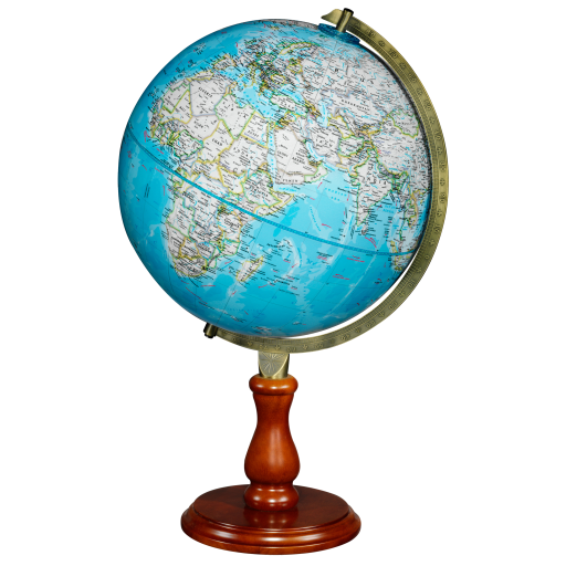 39505 National Geographic Hudson 12"/30Cm Diameter Blue Ocean Desk Globe With Wood Base And Die-Cast Semi- Meridian (English)