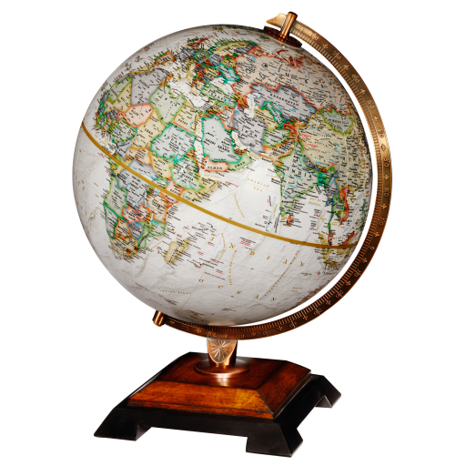 39506 National Geographic Bingham 12"/30Cm Diameter Antique Parchment Ocean Desk Globe With Woodt Base And Die-Cast Semi- Meridian (English)