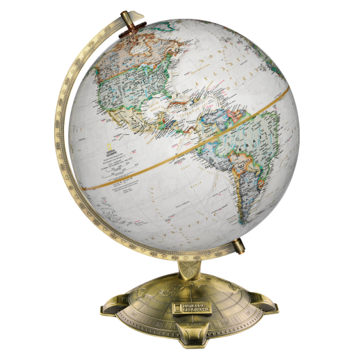 39504 National Geographic Allamson 12"/30Cm Diameter Antique Parchment Ocean Desk Globe With Die-Cast Base And Semi- Meridian (English)