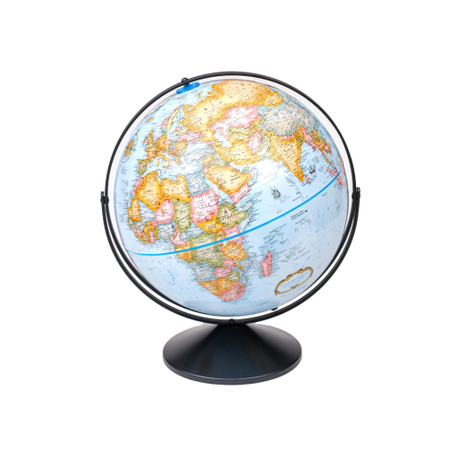 22202 Eureka 16"/40.5Cm Diameter Blue Ocean Globe With Black Metal Full Meridan And Metal Base (English)