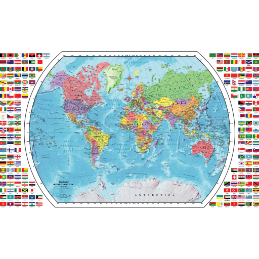 72110 World Map 49"/124.5Cm X 33"/84Cm (English)
