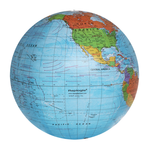 16001 Inflatable Blue Ocean Globe 16"/40.5Cm Diameter Political (English)