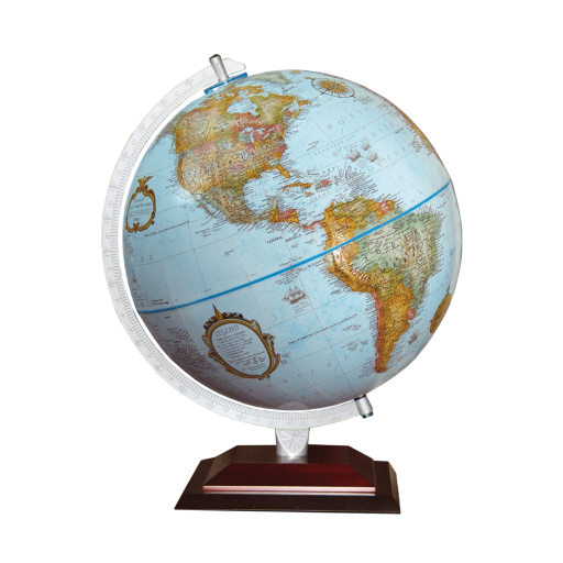 30637 Replogle 12"/30Cm Diameter Blue Ocean Desk Globe With Wood Stand And Die-Cast Semi-Meridian (English)