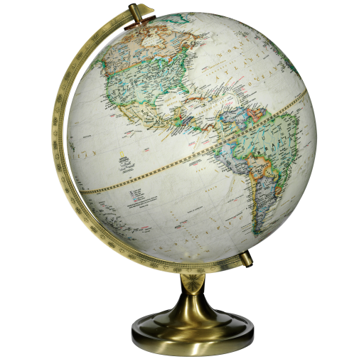 39503 National Geographic Grosvenor 12"/30Cm Diameter Antique Parchment Ocean Desk Globe With Metal Base And Semi- Meridian (English)