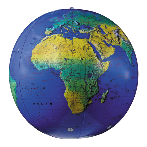 15601 Inflatable Blue Ocean Globe 12"/30Cm Diameter Topographical (English)