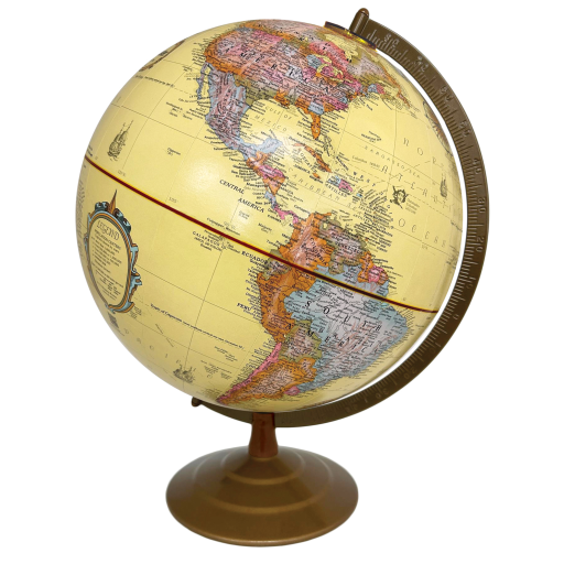 31655 Globemaster 12"/30Cm Diameter Antique Ocean Desk Globe With Metal And Semi-Meridian (French)