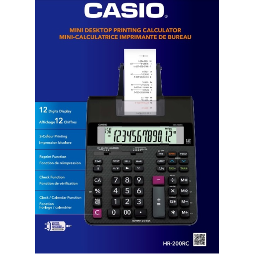 Calculatrice imprimante de bureau Casio HR-200RC-WA-CC 2,0 LPS