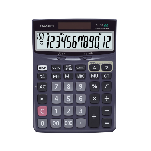 Calculatrice de bureau Casio DJ-120D à 12 chiffres avec révision de 150 étapes