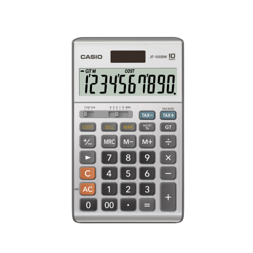 Calculatrice de bureau moyenne 10 chiffres Casio JF-100MS-S-IH