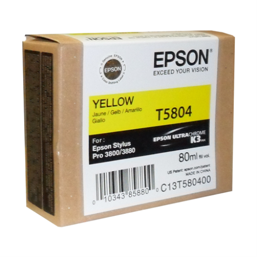 T580400 EPSON ULTRACHROME ENCRE JAUNE 80ML, STYLET PRO 3800