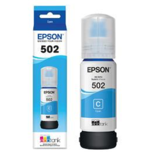 EPSON T502220-S Dye Cyan Ink Bottle with Sensor - 70 ML
