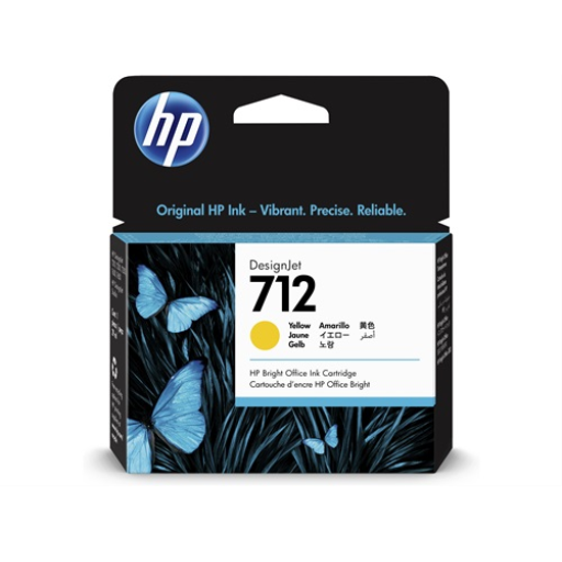 HP 3ED69A 712 Yellow Ink Cartridge - 29ml for DesignJet T210/T230/T250/T630/T650