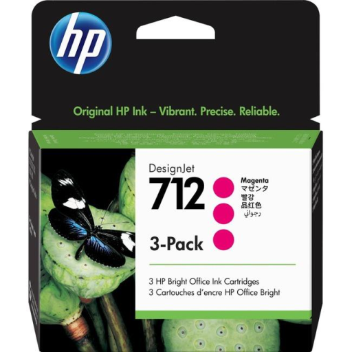 HP 3ED78A 712 Magenta Ink Cartridge 3-Pack - 29ml for DesignJet Printers