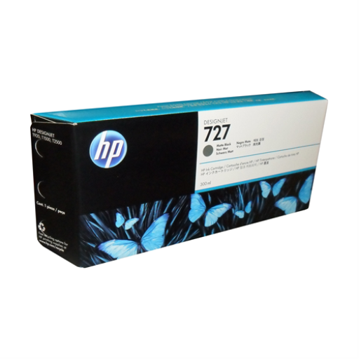 Cartouche d'encre noire mate HP C1Q12A - HP 727 de 300 ml pour imprimantes DesignJet séries T920/T1500/T2500