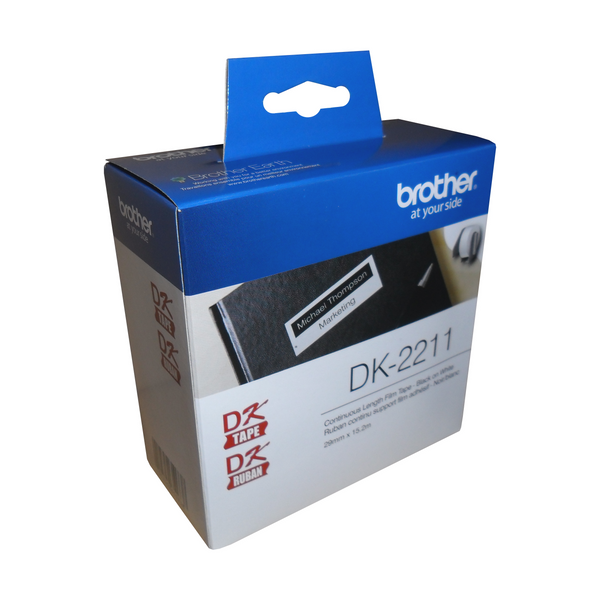 Brother DK-2211 Black/White Continuous Length Film Tape - 1.1