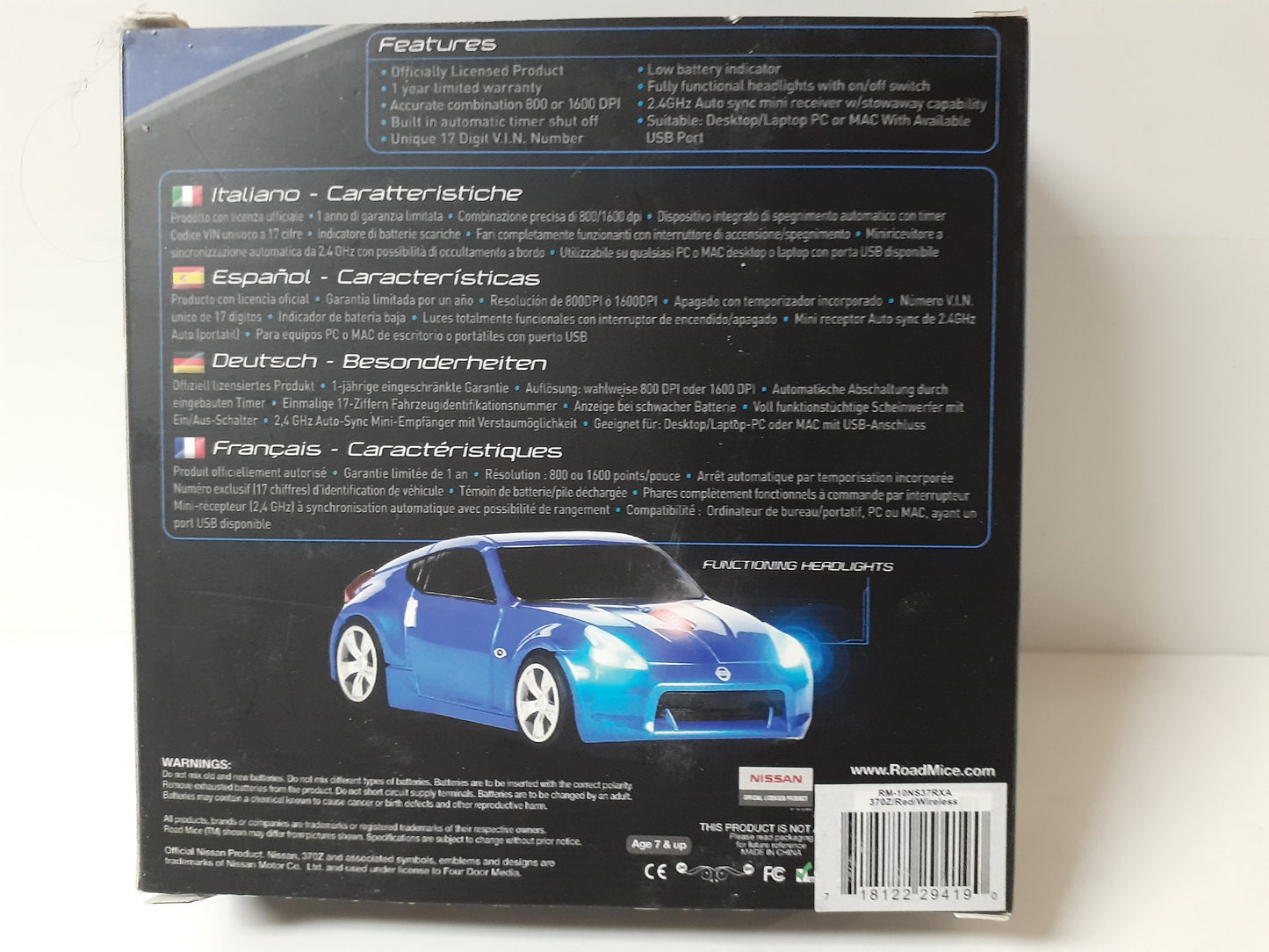 Road Mice RM-10NS37RXA Nissan 370Z Optical Wireless Mouse — Red