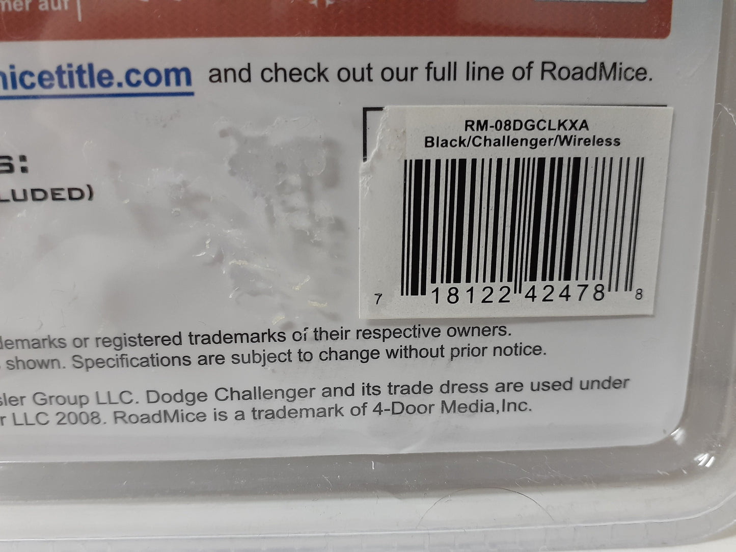Road Mice RM-08DGCLKXA Dodge Challenger Optical Wireless Mouse — Black