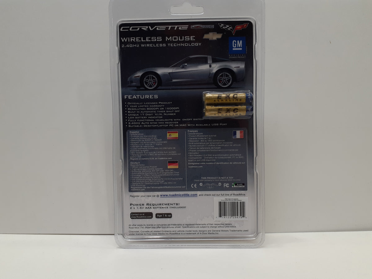 Road Mice RM-08CHCZSXA Chevrolet Corvette Optical Wireless Mouse — Silver