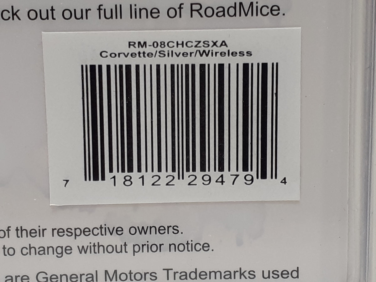 Road Mice RM-08CHCZSXA Chevrolet Corvette Optical Wireless Mouse — Silver