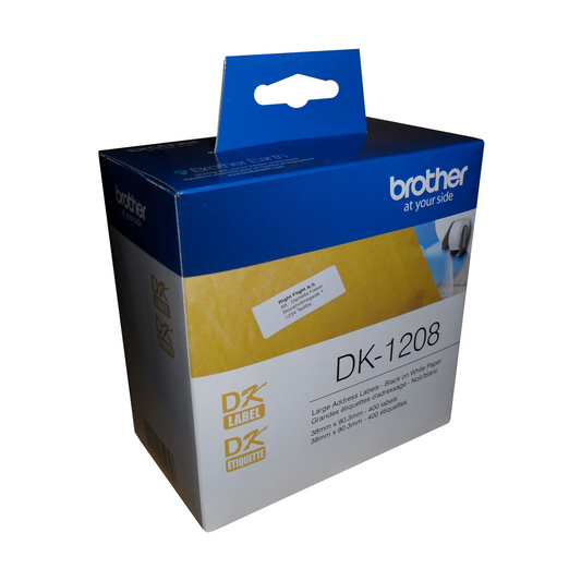 Brother DK-1208 Grandes étiquettes en papier pour adresse (400 étiquettes) - 1,4" x 3,5" (38 mm x 90,3 mm)