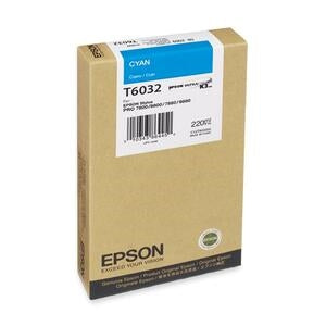 Epson T603200 UltraChrome K3 Cyan Ink Cartridge 220ml