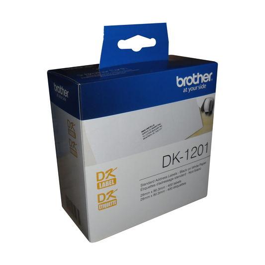 Étiquettes papier d'adresse standard Brother DK-1201 (400 étiquettes) - 1,1" x 3,5" (29 mm x 90,3 mm)