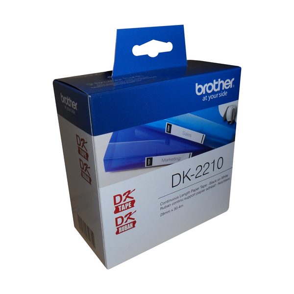 Brother DK-2210 Black/White Continuous Length Paper Tape - 1.1