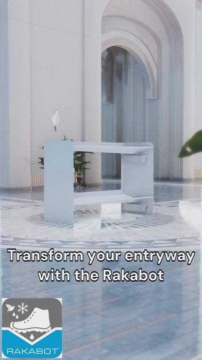 RAKABOT SIG233-SILVER-WHITE Rakabot Signature 2 tier chic and classy water and mud collecting shoe and boot rack