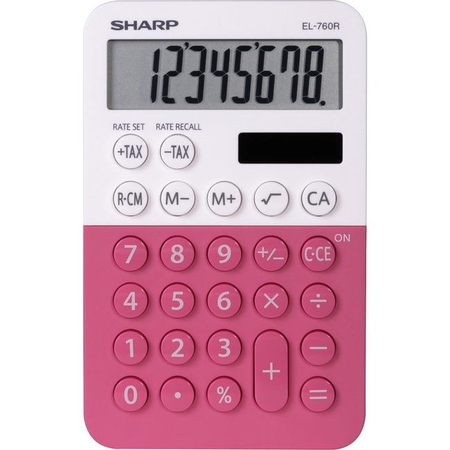 SHARP EL760RBPK XL CALCULATRICE À AFFICHAGE À 8 CHIFFRES - FRAMBOISE